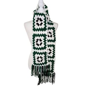 Handmade Crocheted Granny Square Scarf, OS Long